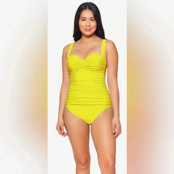 Bleu Rod Beattie Shirred One Piece Swimsuit Size 12 - Picture 2 of 9